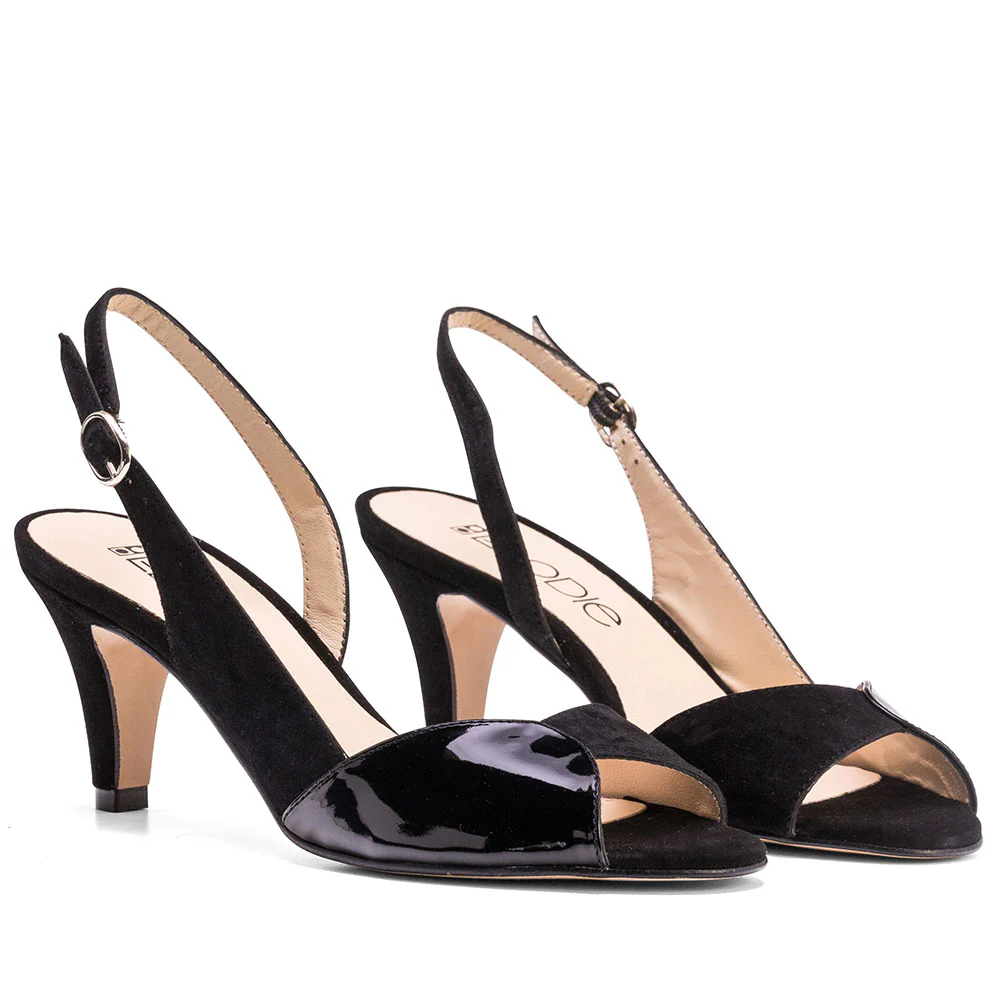 ZAPATO TACÓN PIEL ANTE NEGRO/CHAROL - Imagen 2